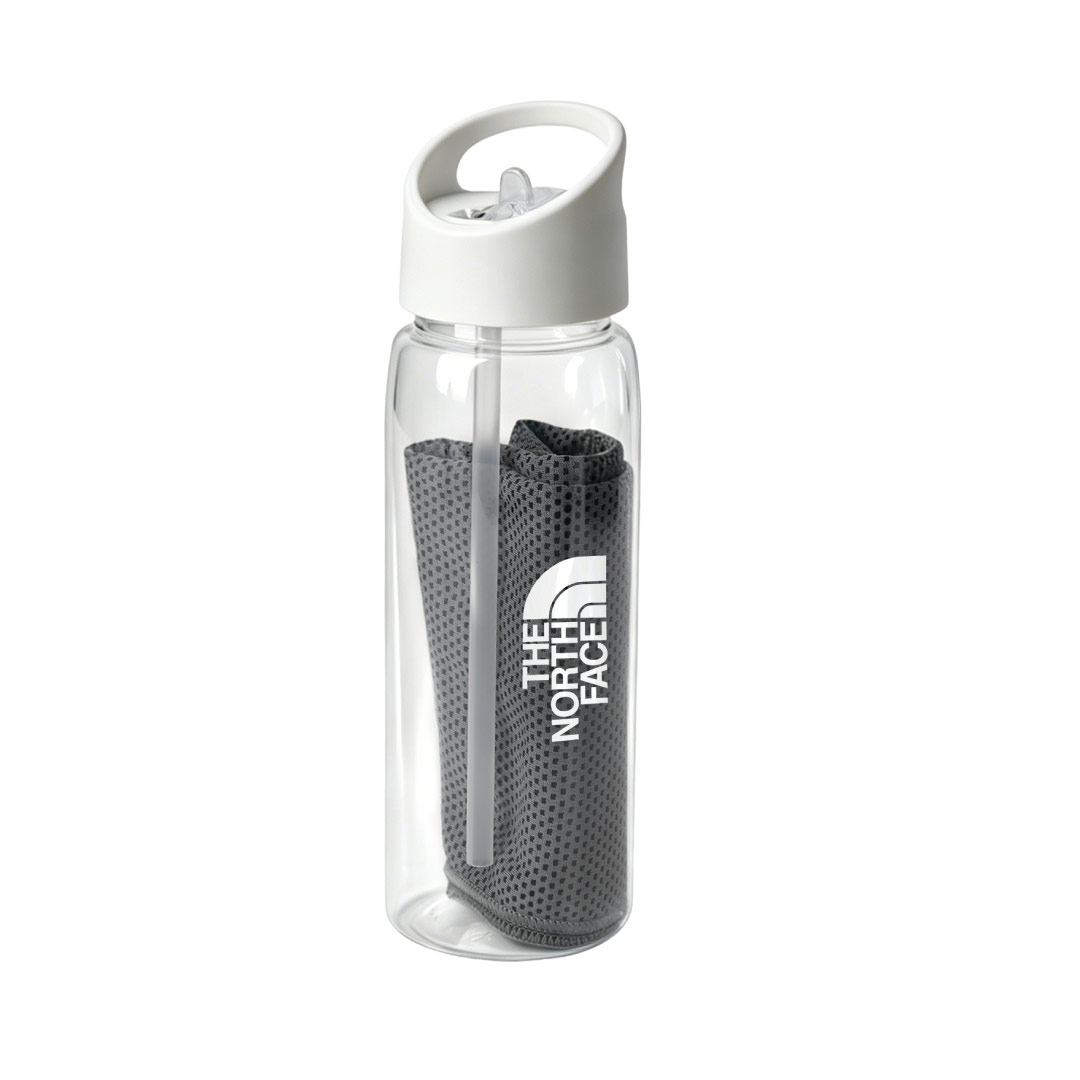 DEVON - Giftology RPET Cooling Towel in RPET Bottle 800 ml - White - Golf & Sports & Flasks & Bottles - Eco-Friendly Corporate Gifts Dubai