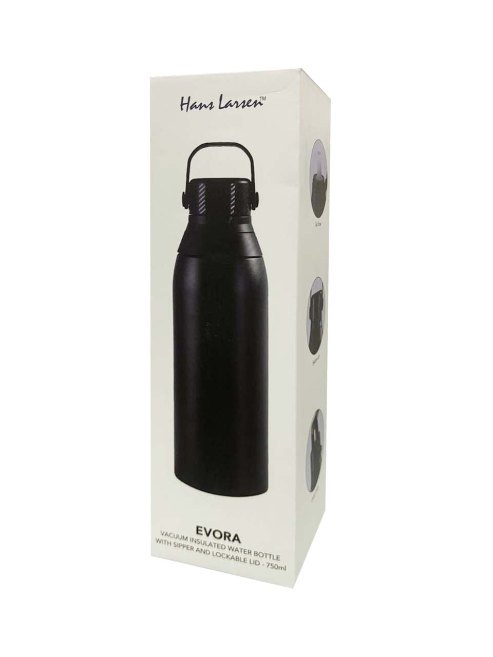 EVORA - Hans Larsen Double Wall Stainless Steel Vacuum Bottle - 750ml - Black - Flasks & Bottles - Eco-Friendly Corporate Gifts Dubai