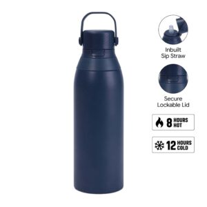 EVORA - Hans Larsen Double Wall Stainless Steel Vacuum Bottle - 750ml - Navy - Flasks & Bottles - Eco-Friendly Corporate Gifts Dubai