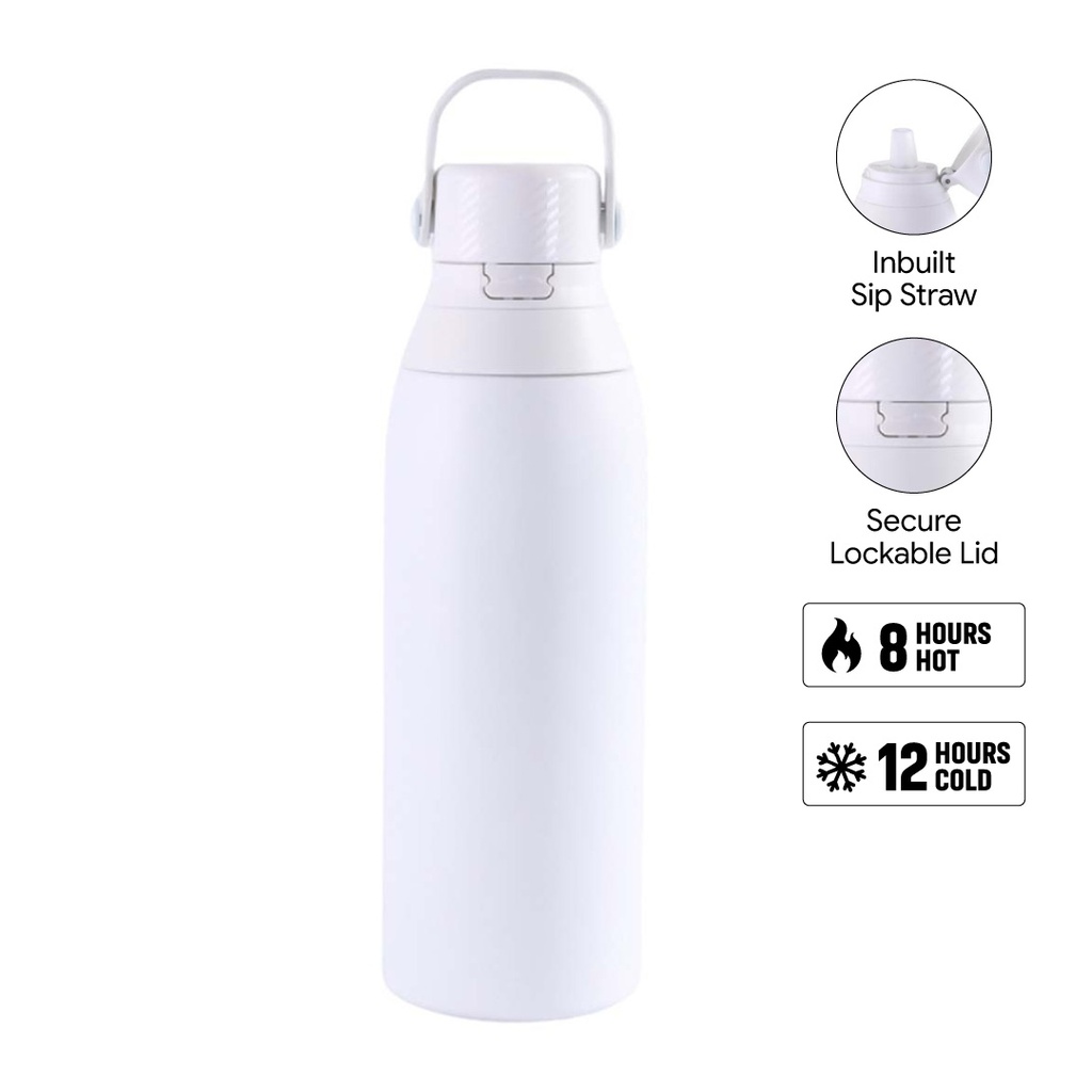 EVORA - Hans Larsen Double Wall Stainless Steel Vacuum Bottle - 750ml - White - Flasks & Bottles - Eco-Friendly Corporate Gifts Dubai