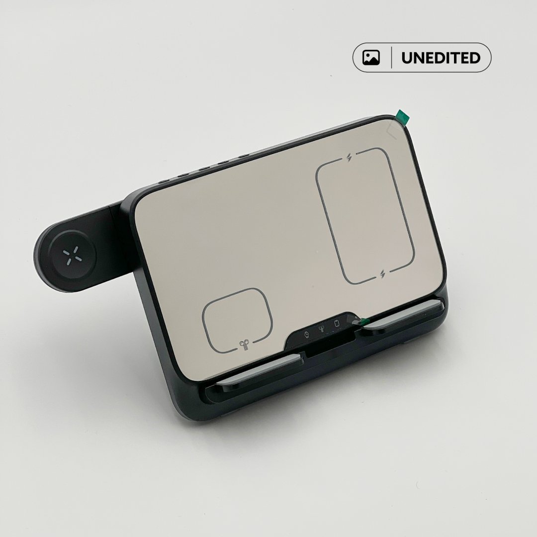 FAROS - @memorii 5 in 1 Wireless Fast Charging Station with Display Clock - Black - Chargers & Mobile & Phone Accessories & Mouse pads - Eco-Friendly Corporate Gifts Dubai