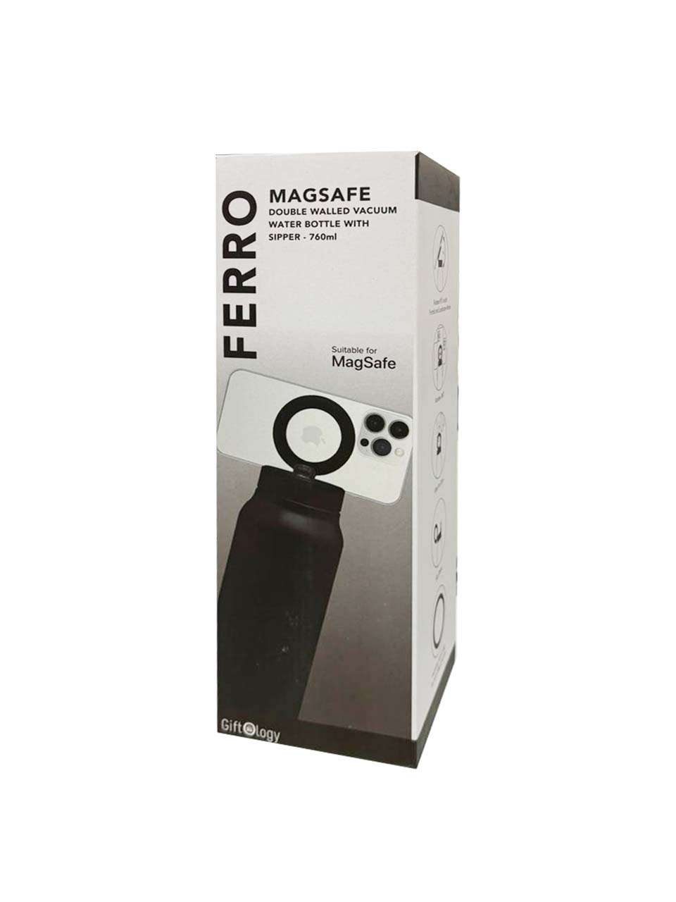 FERRO - Giftology Double Walled Vacuum Bottle with Mag Holder - Black - Flasks & Bottles & Mugs & Cups - Eco-Friendly Corporate Gifts Dubai