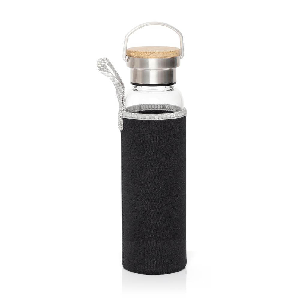 FLOHA - Hans Larsen Borosilicate Glass Bottle with Neo Sleeve - Black - Flasks & Bottles - Eco-Friendly Corporate Gifts Dubai