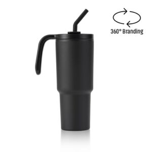 FORZA 360 - Hans Larsen Recycled Stainless Steel/PP Tumbler with 360 Branding - Black - Mugs & Cups - Eco-Friendly Corporate Gifts Dubai