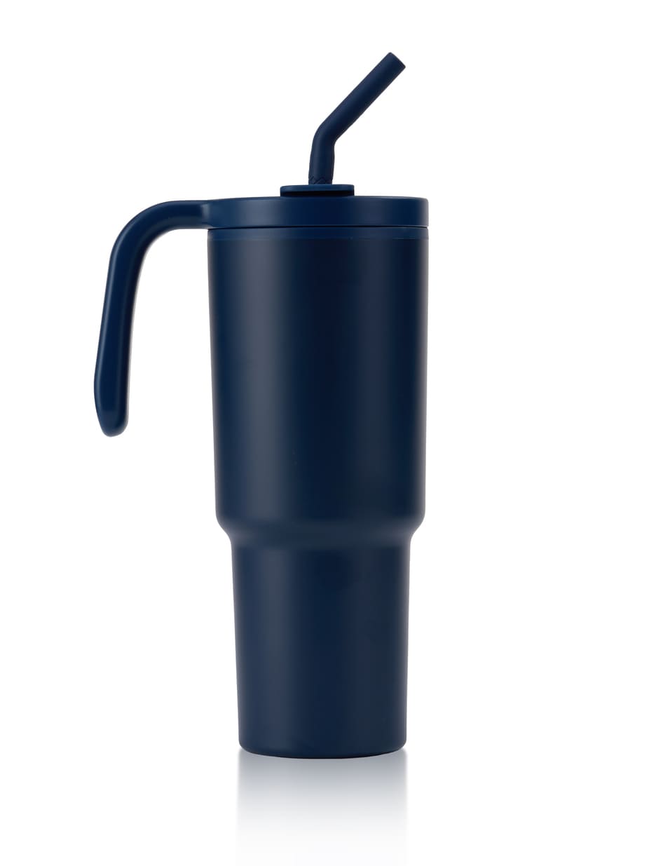 FORZA 360 - Hans Larsen Recycled Stainless Steel/PP Tumbler with 360 Branding - Navy Blue - Mugs & Cups - Eco-Friendly Corporate Gifts Dubai
