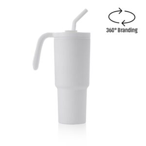 FORZA 360 - Hans Larsen Recycled Stainless Steel/PP Tumbler with 360 Branding - White - Mugs & Cups - Eco-Friendly Corporate Gifts Dubai