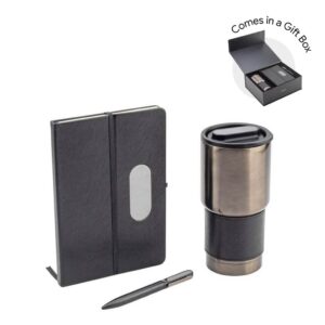 GIESSEN - Hans Larsen Gift Set of Tumbler, Notebook and Pen - Black - Gift Sets - Eco-Friendly Corporate Gifts Dubai