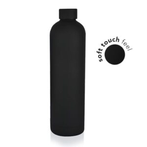 GRIGNY - Soft Touch Insulated Water Bottle - 1000ml - Black - Flasks & Bottles - Eco-Friendly Corporate Gifts Dubai