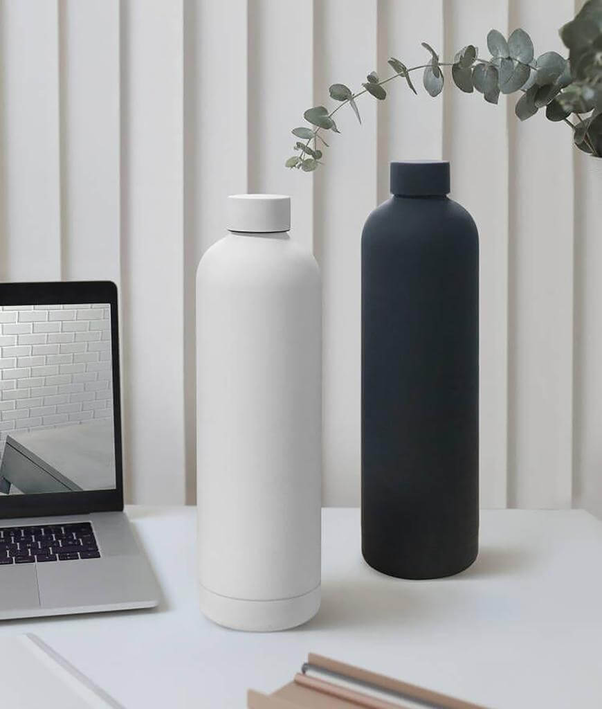 GRIGNY - Soft Touch Insulated Water Bottle - 1000ml - White - Flasks & Bottles - Eco-Friendly Corporate Gifts Dubai