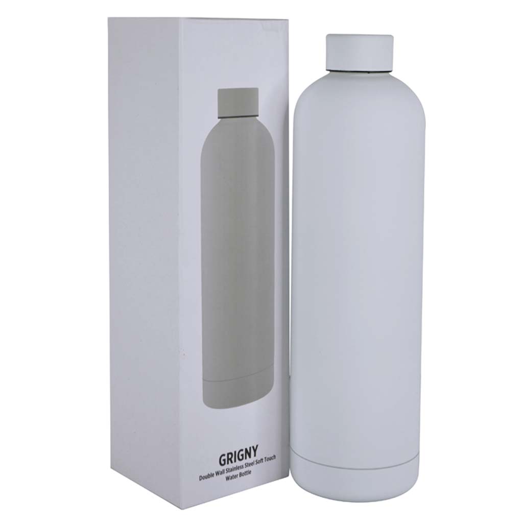 GRIGNY - Soft Touch Insulated Water Bottle - 1000ml - White - Flasks & Bottles - Eco-Friendly Corporate Gifts Dubai