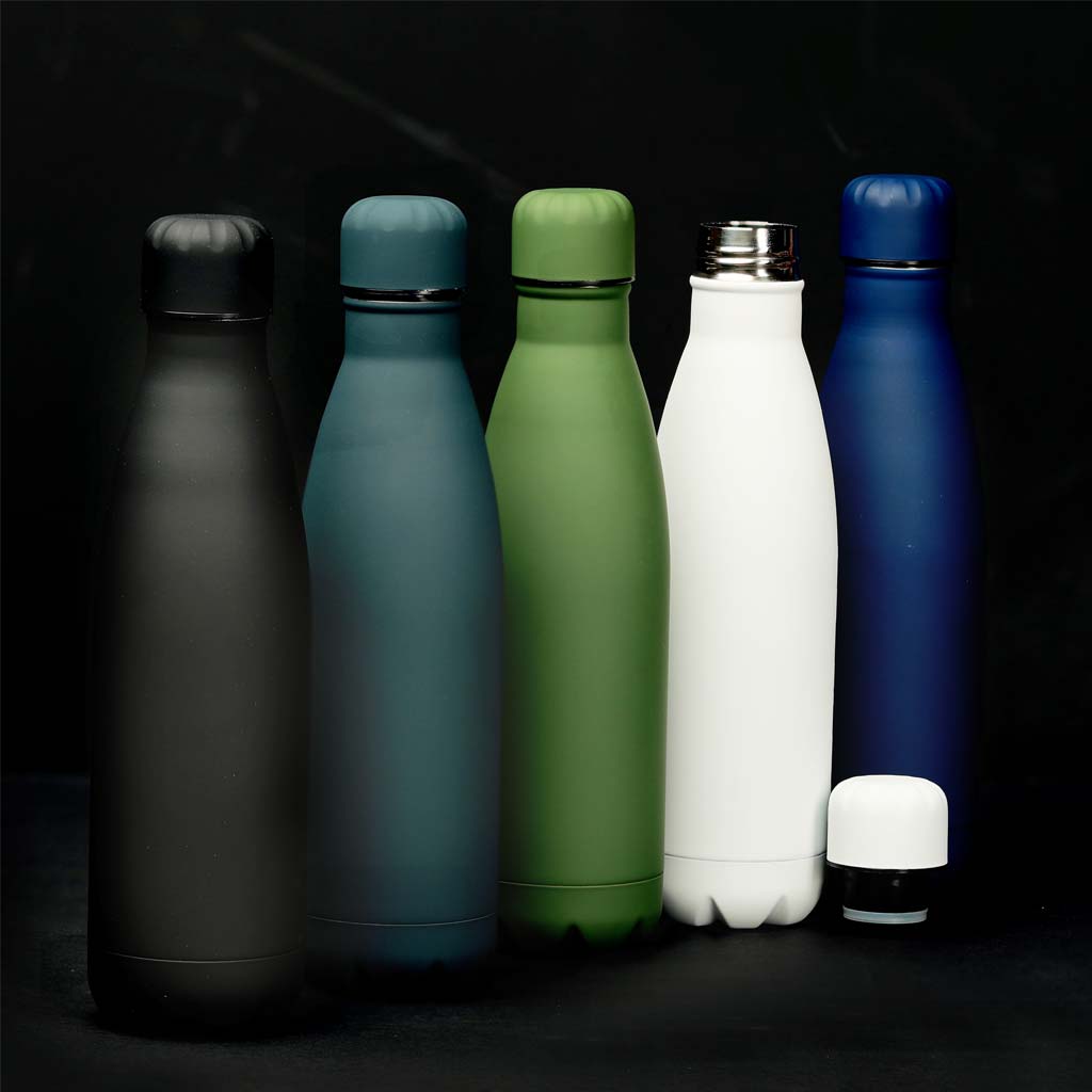 GRODNO - Soft Touch Insulated Water Bottle - Navy Blue - Flasks & Bottles & Mugs & Cups - Eco-Friendly Corporate Gifts Dubai