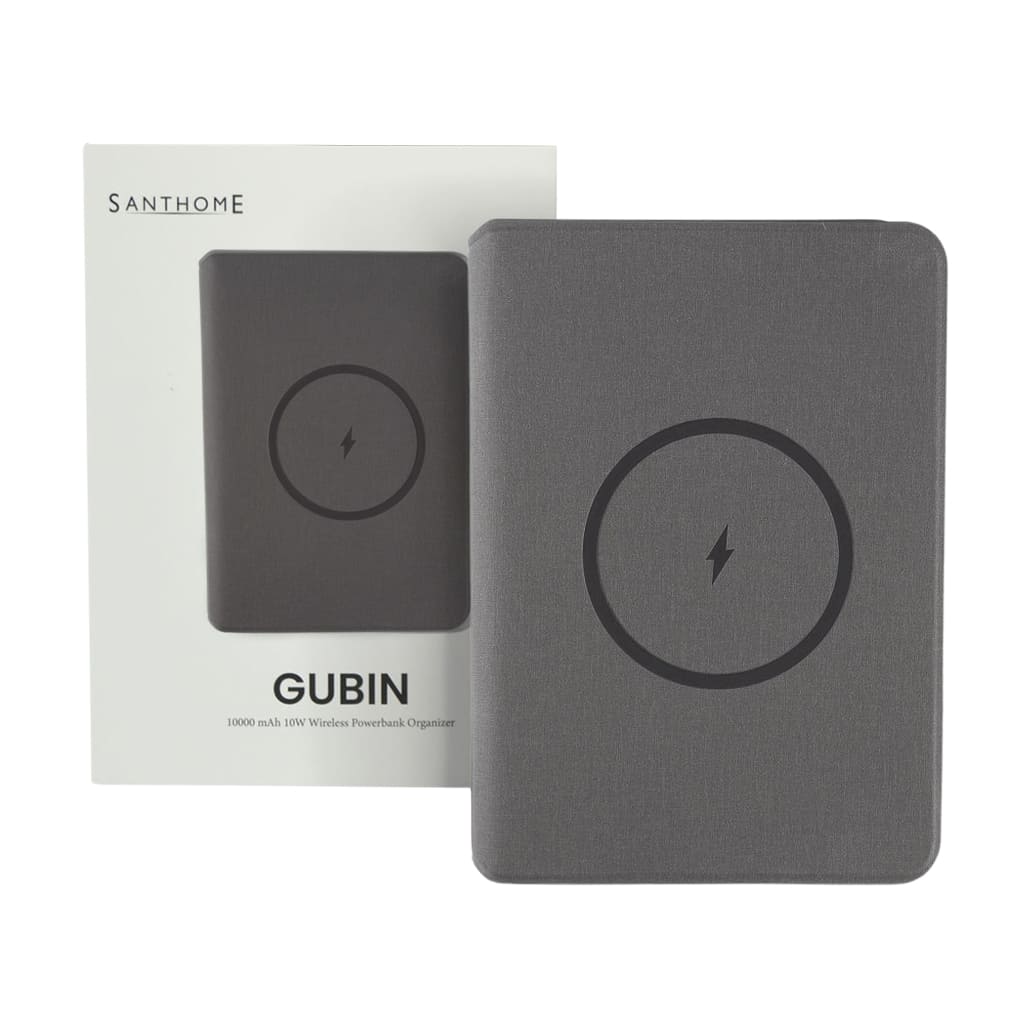 GUBIN - Santhome 10000mAh Wireless Powerbank Organizer - Grey - Notebooks, Pads & Folders - Eco-Friendly Corporate Gifts Dubai