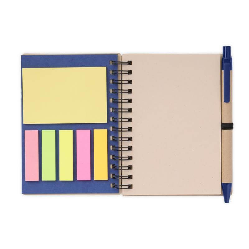 HASSA - eco-neutral A6 Notepad & Pen Set with Sticky Note - Navy Blue - Notebooks, Pads & Folders - Eco-Friendly Corporate Gifts Dubai