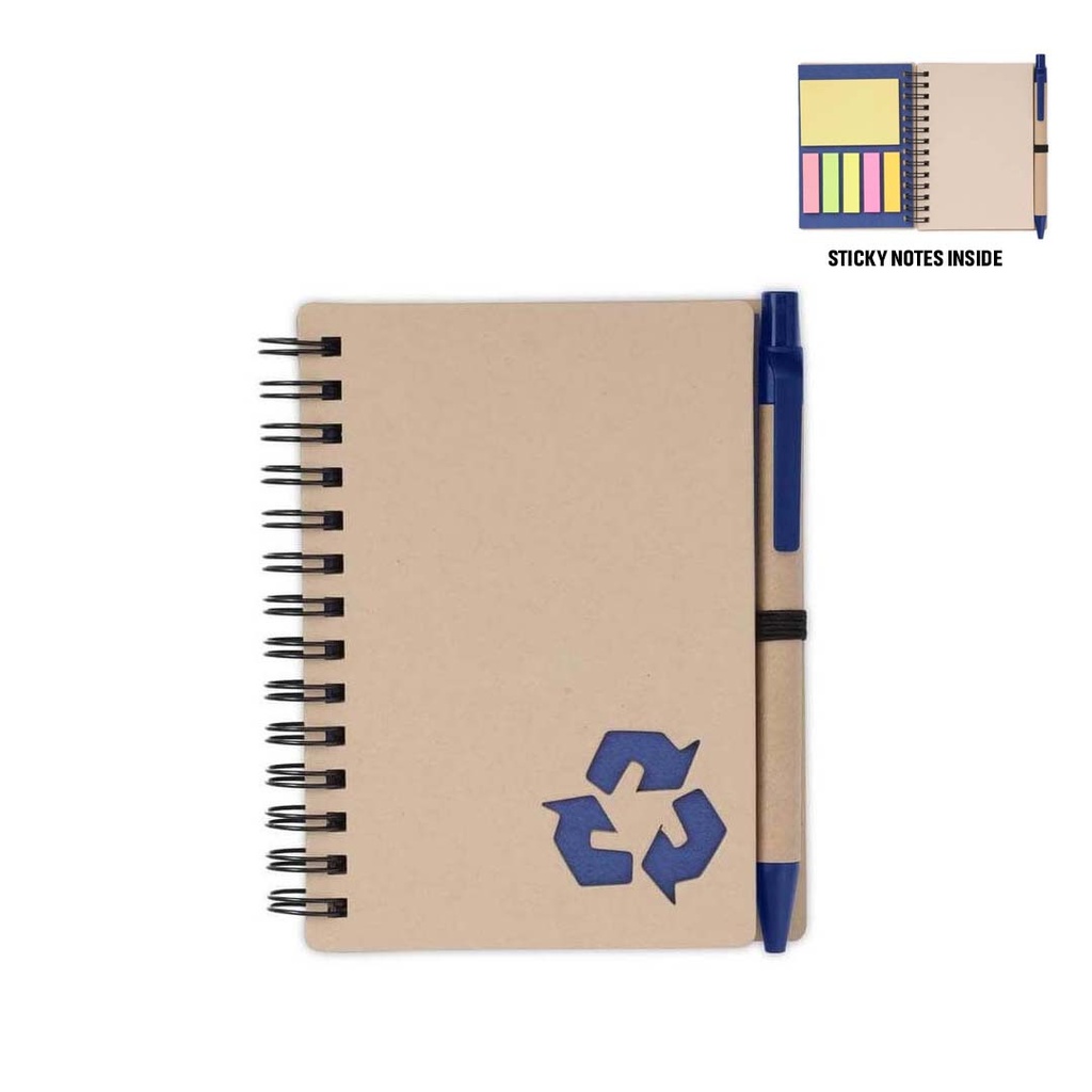 HASSA - eco-neutral A6 Notepad & Pen Set with Sticky Note - Navy Blue - Notebooks, Pads & Folders - Eco-Friendly Corporate Gifts Dubai