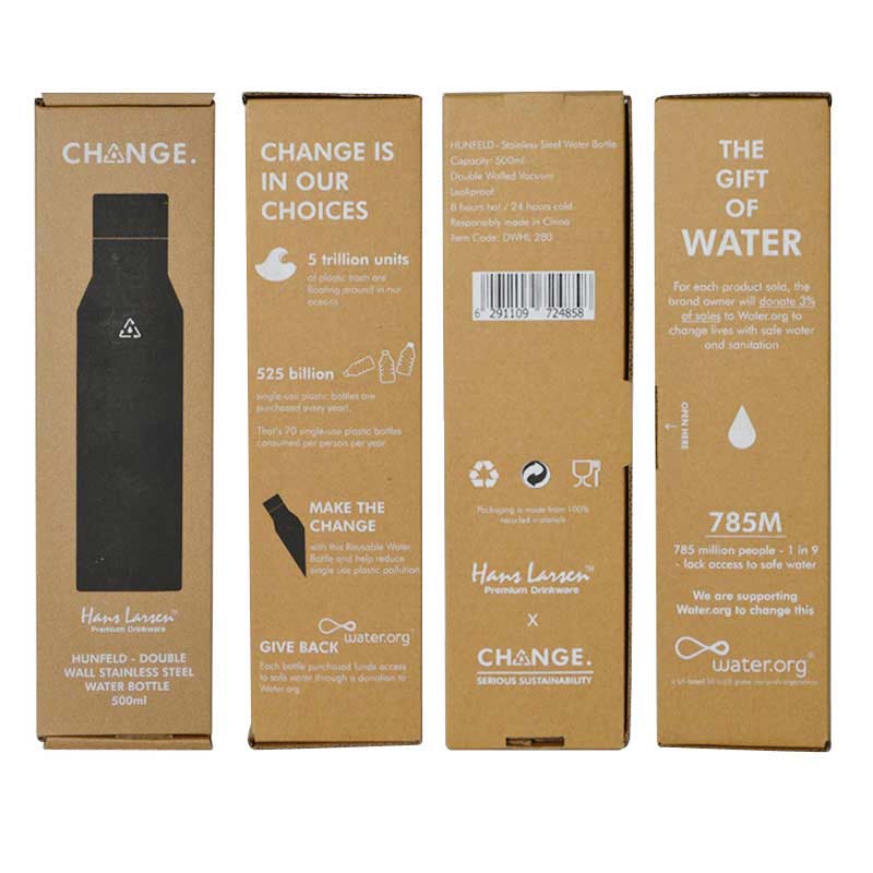 HUNFELD - CHANGE Collection SS Double Wall Water Bottle - Black - Flasks & Bottles - Eco-Friendly Corporate Gifts Dubai