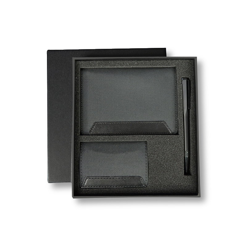 IRTA - Executive Set of Passport Cover, Name Card Holder and Metal Pen - Black - Travel Accessories & Gift Sets - Eco-Friendly Corporate Gifts Dubai