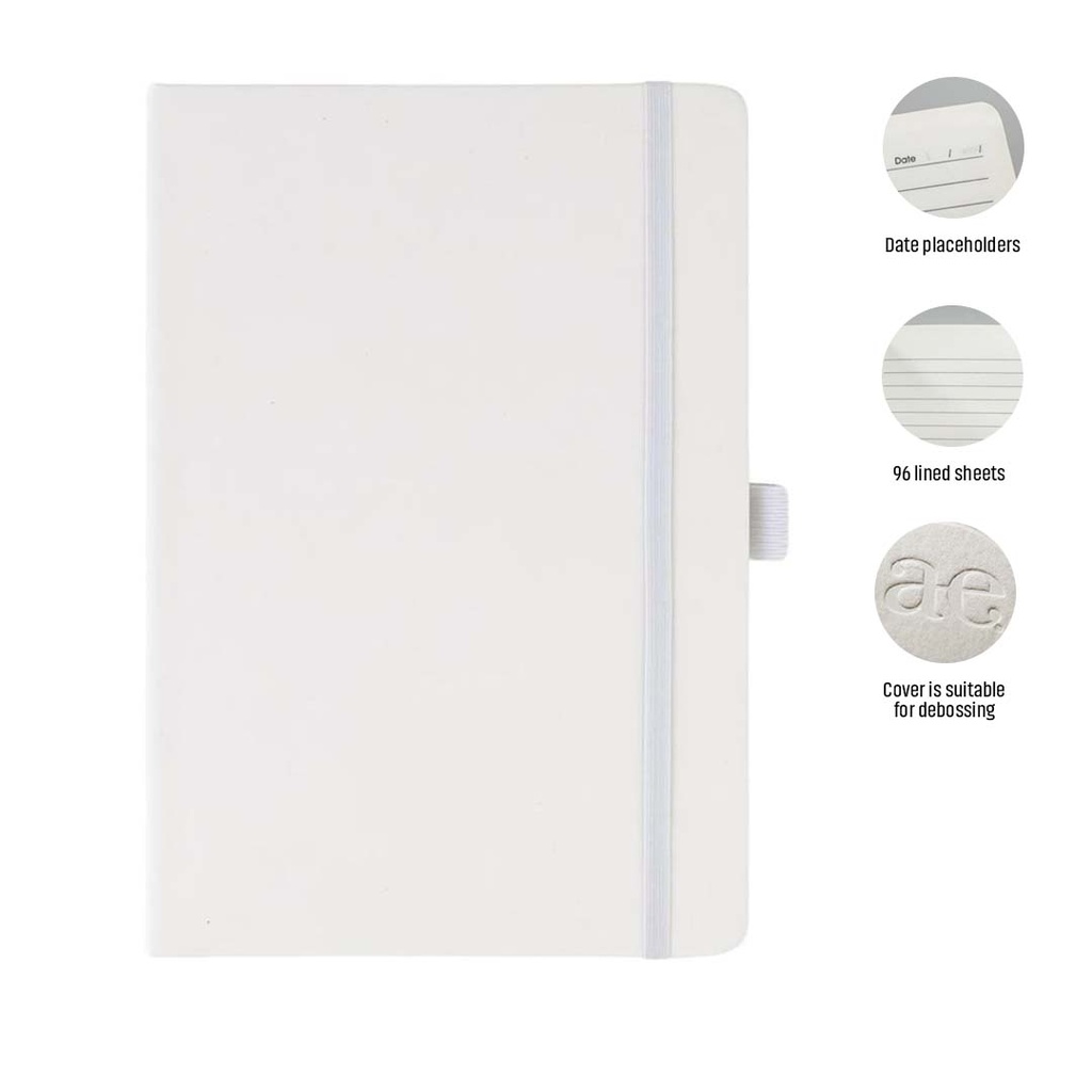 JURSI - Giftology A5 PU Notebook with Pen Loop - White - Notebooks, Pads & Folders - Eco-Friendly Corporate Gifts Dubai
