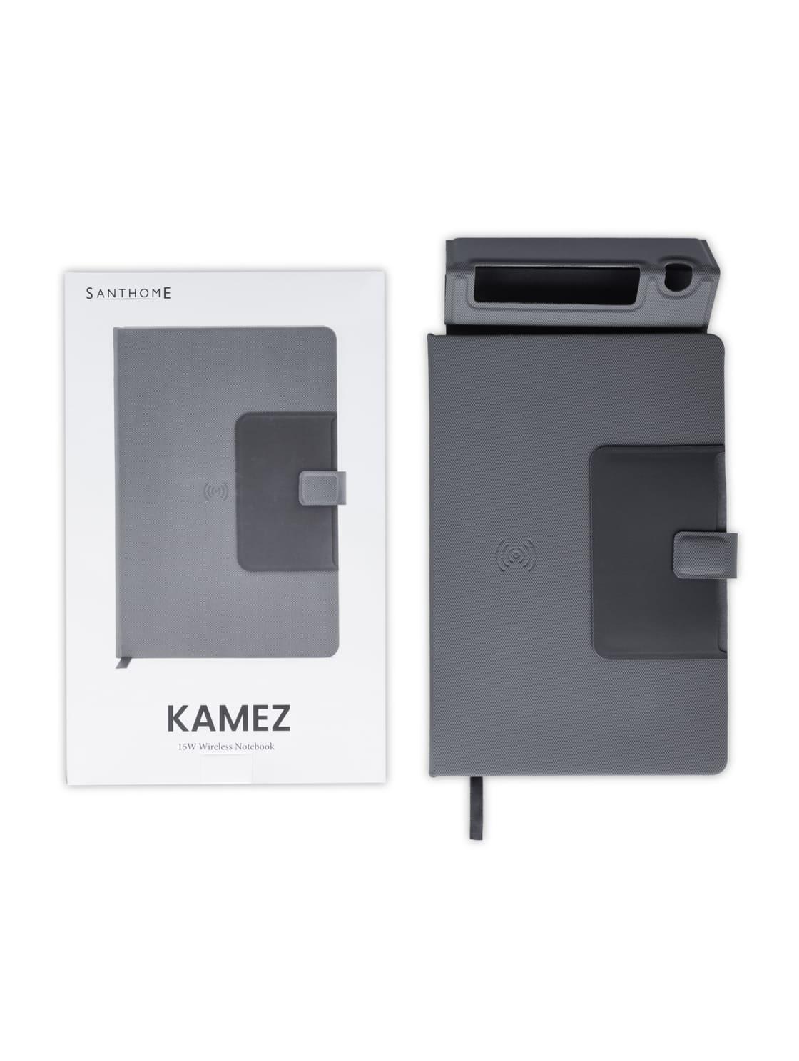 KAMEZ - Santhome 15W Wireless Deluxe Notebook with Phone Stand - Chargers & Notebooks, Pads & Folders - Eco-Friendly Corporate Gifts Dubai