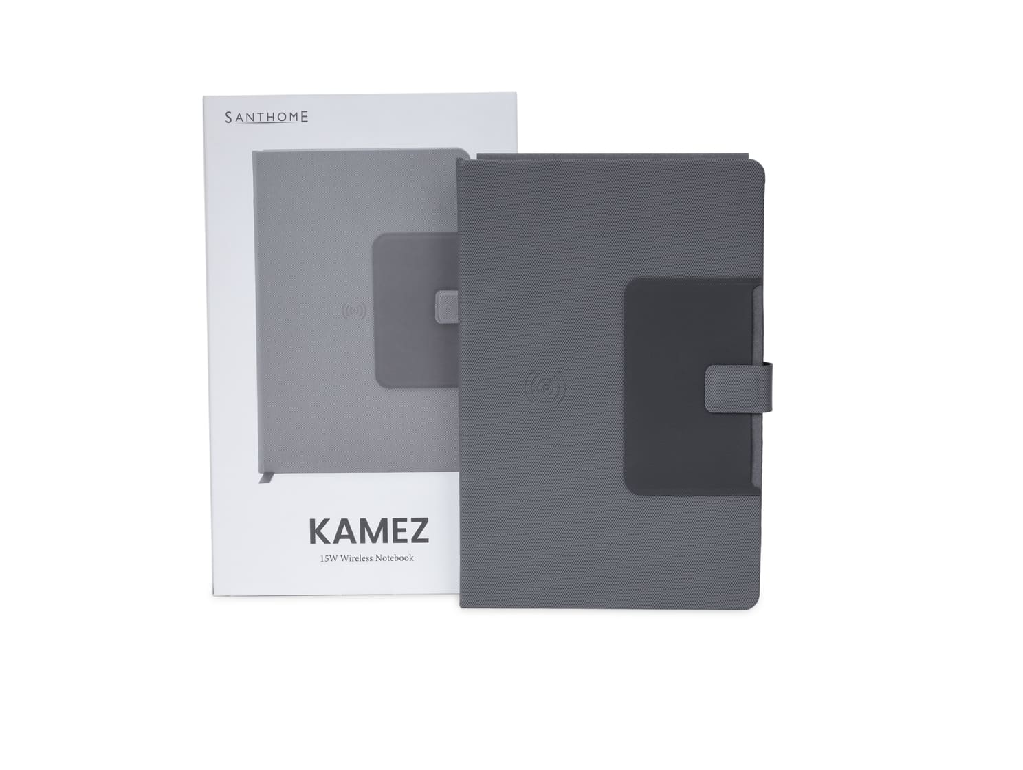 KAMEZ - Santhome 15W Wireless Deluxe Notebook with Phone Stand - Chargers & Notebooks, Pads & Folders - Eco-Friendly Corporate Gifts Dubai