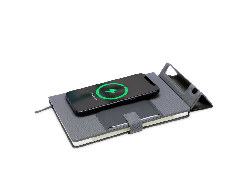 KAMEZ - Santhome 15W Wireless Deluxe Notebook with Phone Stand - Chargers & Notebooks, Pads & Folders - Eco-Friendly Corporate Gifts Dubai