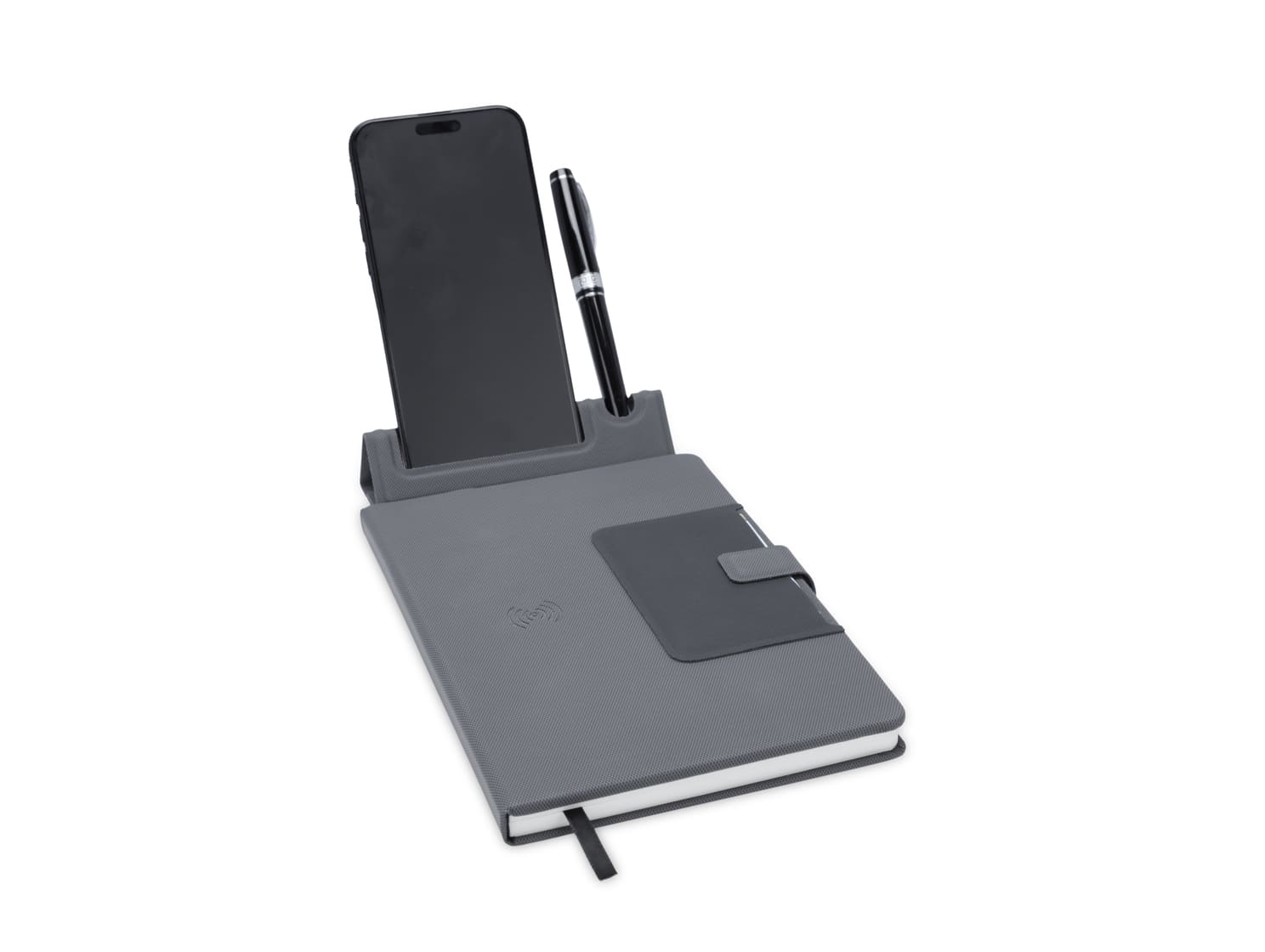KAMEZ - Santhome 15W Wireless Deluxe Notebook with Phone Stand - Chargers & Notebooks, Pads & Folders - Eco-Friendly Corporate Gifts Dubai