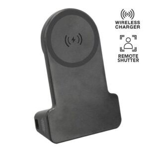 KORMAN - @memorii® Magnetic Phone Stand with 15W Wireless Charging and Remote Shutter - Black - Mobile & Phone Accessories - Eco-Friendly Corporate Gifts Dubai