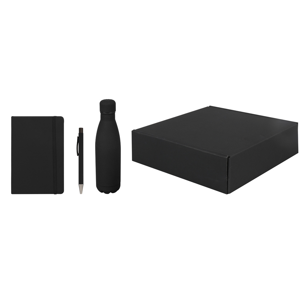 LAUTA - Giftology Set of Stainless Bottle, Notebook and Pen - Black - Flasks & Bottles & Notebooks, Pads & Folders & Gift Sets & Mugs & Cups & For your Office - Eco-Friendly Corporate Gifts Dubai