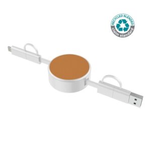 LECCO - @memorii Recycled 6-in-1 retractable Charging Cable - White - Chargers - Eco-Friendly Corporate Gifts Dubai