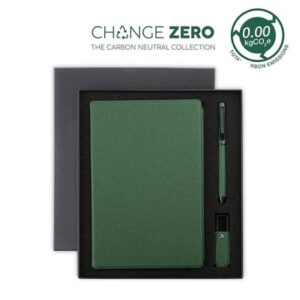 LENZEN - CHANGE ZERO Sustainable Gift Set with Refillable Notebook, Pen & USB Keychain - Green - Gift Sets - Eco-Friendly Corporate Gifts Dubai