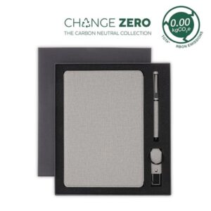 LENZEN - CHANGE ZERO Sustainable Gift Set with Refillable Notebook, Pen & USB Keychain - Grey - Gift Sets & For your Office - Eco-Friendly Corporate Gifts Dubai