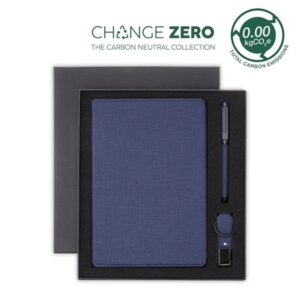 LENZEN - CHANGE ZERO Sustainable Gift Set with Refillable Notebook, Pen & USB Keychain - Navy - Gift Sets & For your Office - Eco-Friendly Corporate Gifts Dubai