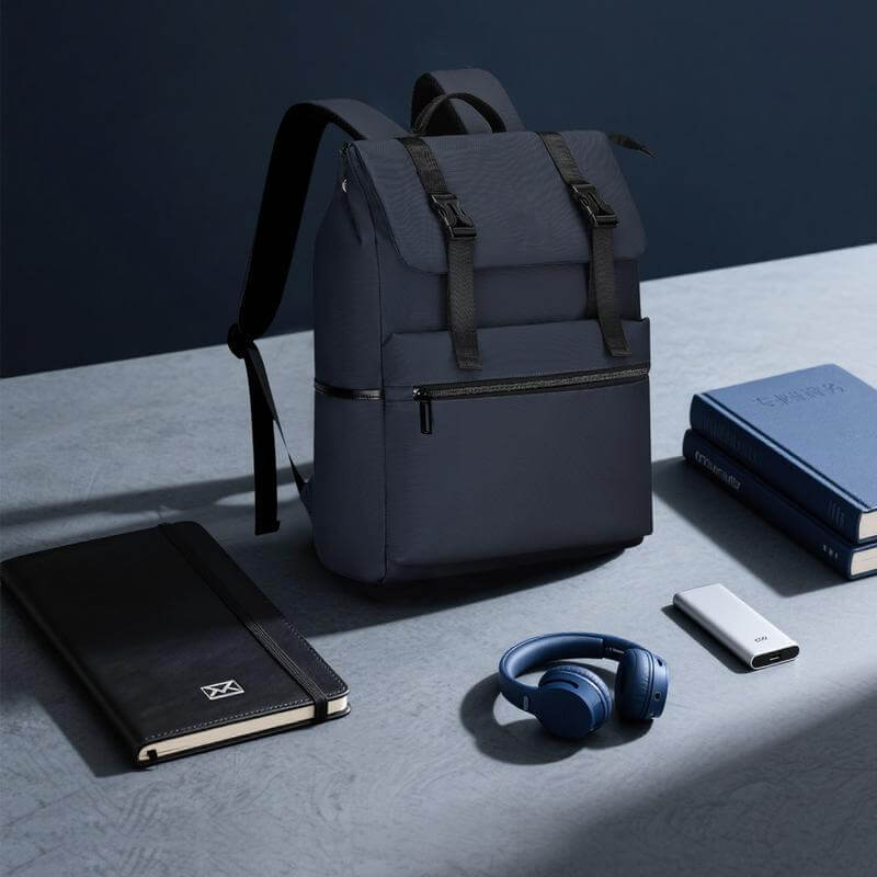 LEON - Giftology 17" Rolltop Backpack - Blue - Backpacks - Eco-Friendly Corporate Gifts Dubai