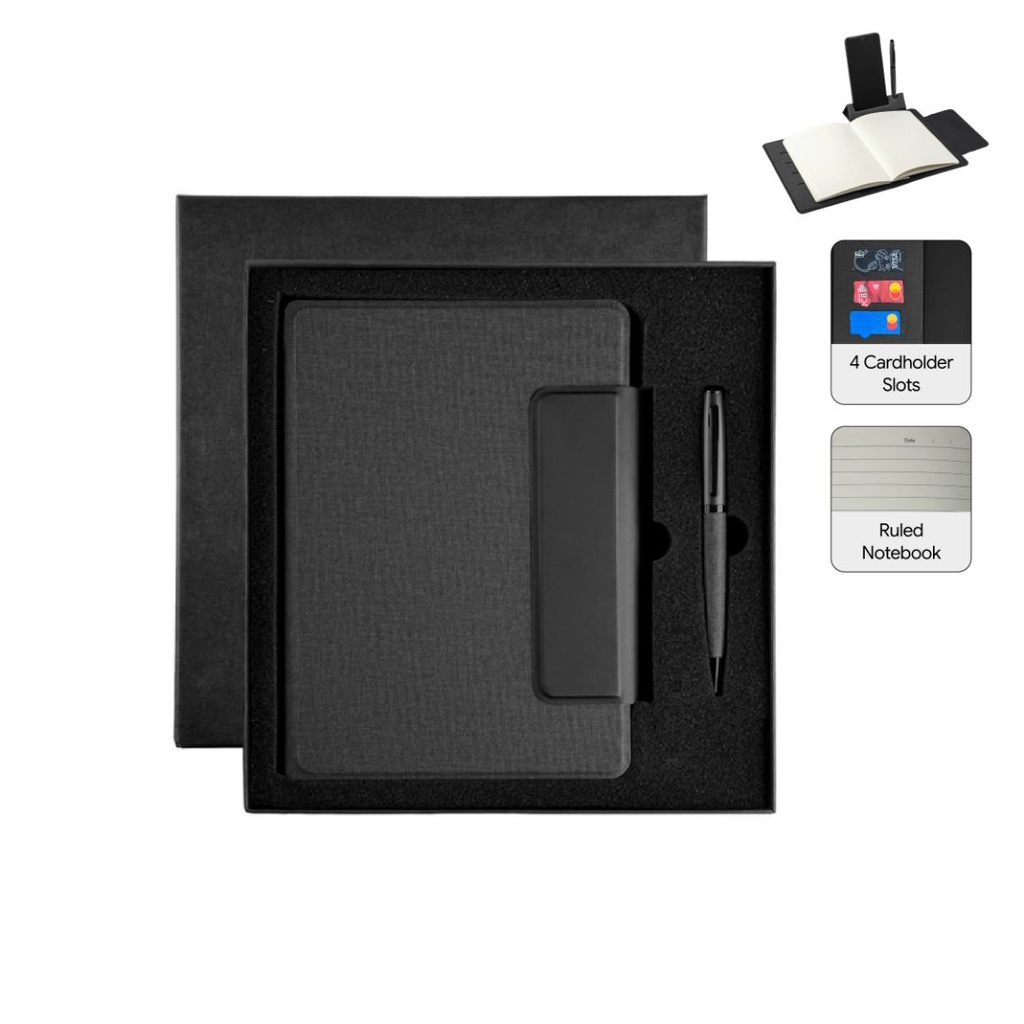 LUBECK - Santhome A5 PU Portfolio with Pen - Black - Notebooks, Pads & Folders - Eco-Friendly Corporate Gifts Dubai
