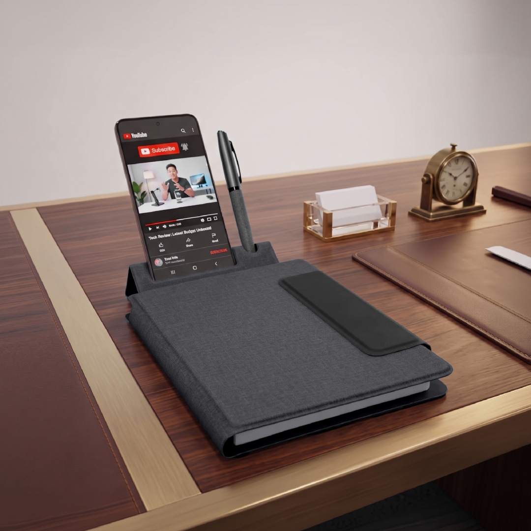 LUBECK - Santhome A5 PU Portfolio with Pen - Black - Notebooks, Pads & Folders - Eco-Friendly Corporate Gifts Dubai