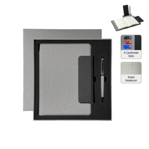 LUBECK - Santhome A5 PU Portfolio with Pen - Grey - Notebooks, Pads & Folders - Eco-Friendly Corporate Gifts Dubai