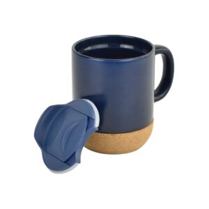 LUCCA - Giftology Ceramic Mug with Cork and Lid - Navy Blue - Mugs & Cups - Eco-Friendly Corporate Gifts Dubai