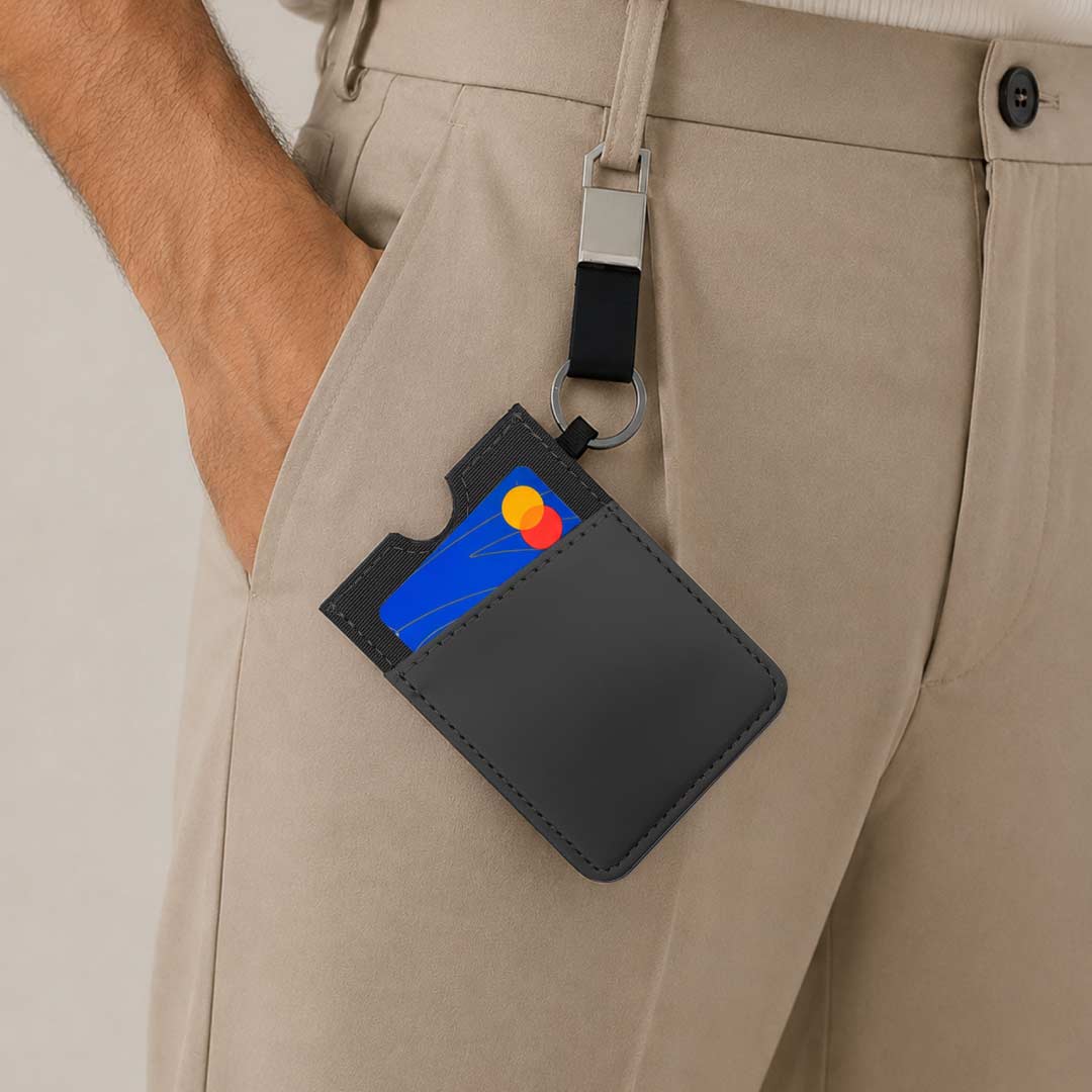 LUGANO - Vertical RFID Cardholder Wallet with Keyring - Carbon - Card Holders & Wallets - Eco-Friendly Corporate Gifts Dubai