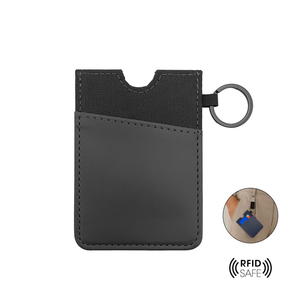 LUGANO - Vertical RFID Cardholder Wallet with Keyring - Carbon - Card Holders & Wallets - Eco-Friendly Corporate Gifts Dubai
