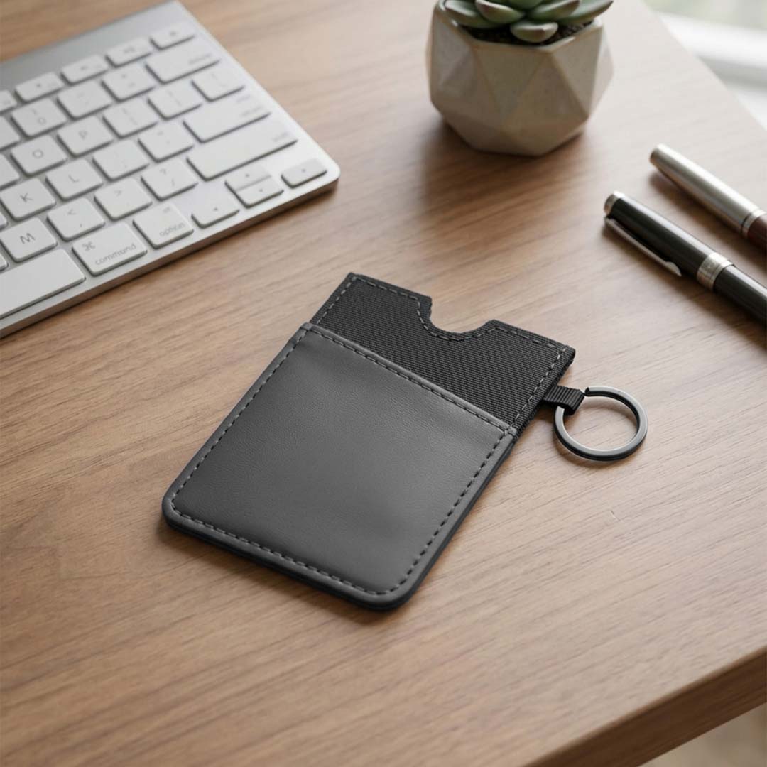 LUGANO - Vertical RFID Cardholder Wallet with Keyring - Carbon - Card Holders & Wallets - Eco-Friendly Corporate Gifts Dubai