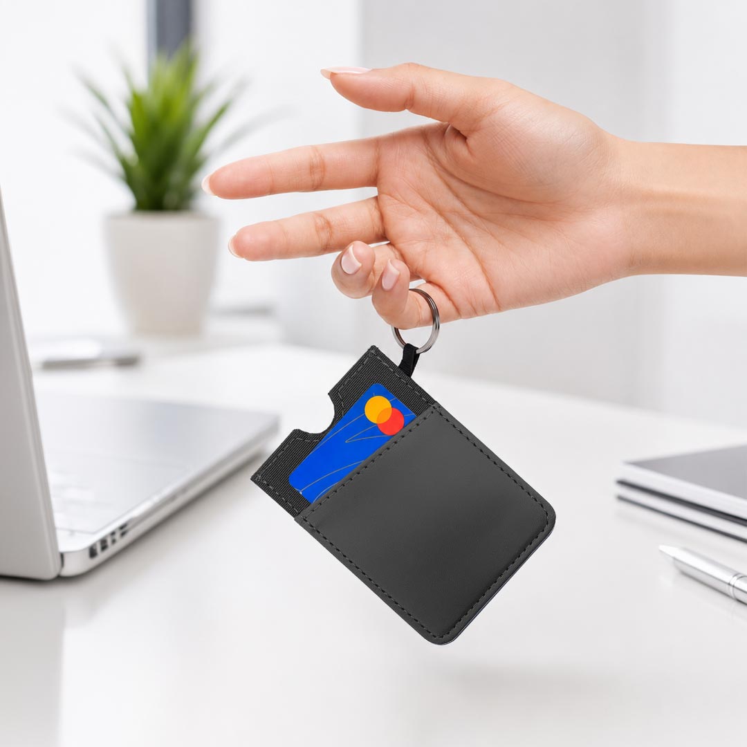LUGANO - Vertical RFID Cardholder Wallet with Keyring - Carbon - Card Holders & Wallets - Eco-Friendly Corporate Gifts Dubai