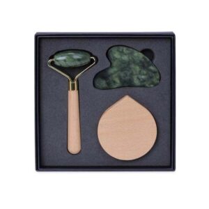 LUNA - Set of Jade Face Roller, Guasha and Mirror - Eco-Friendly Corporate Gifts Dubai