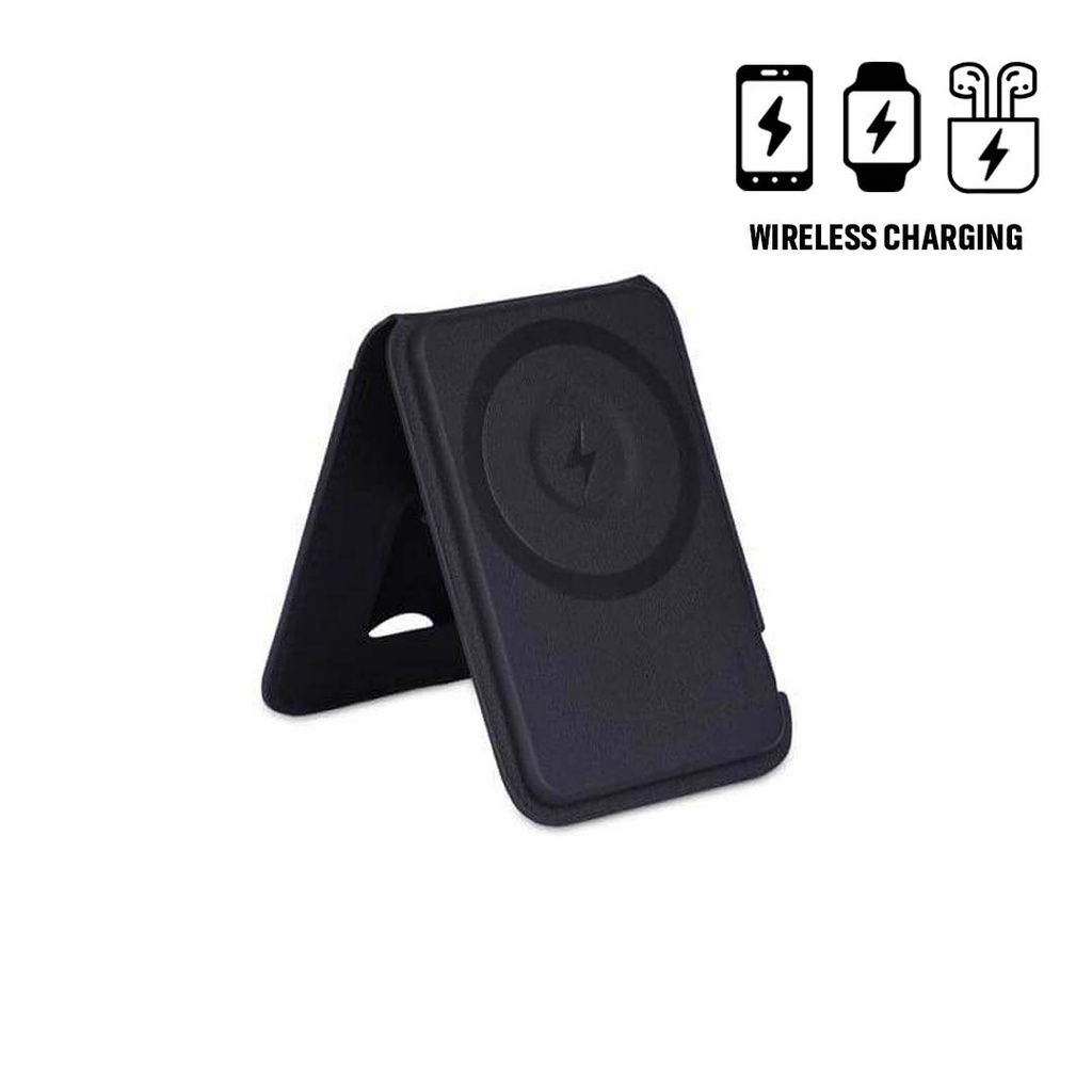 MAG3 - Giftology 3-in-1 Magnetic Wireless Charger Card Holder - Black - Mobile & Phone Accessories - Eco-Friendly Corporate Gifts Dubai
