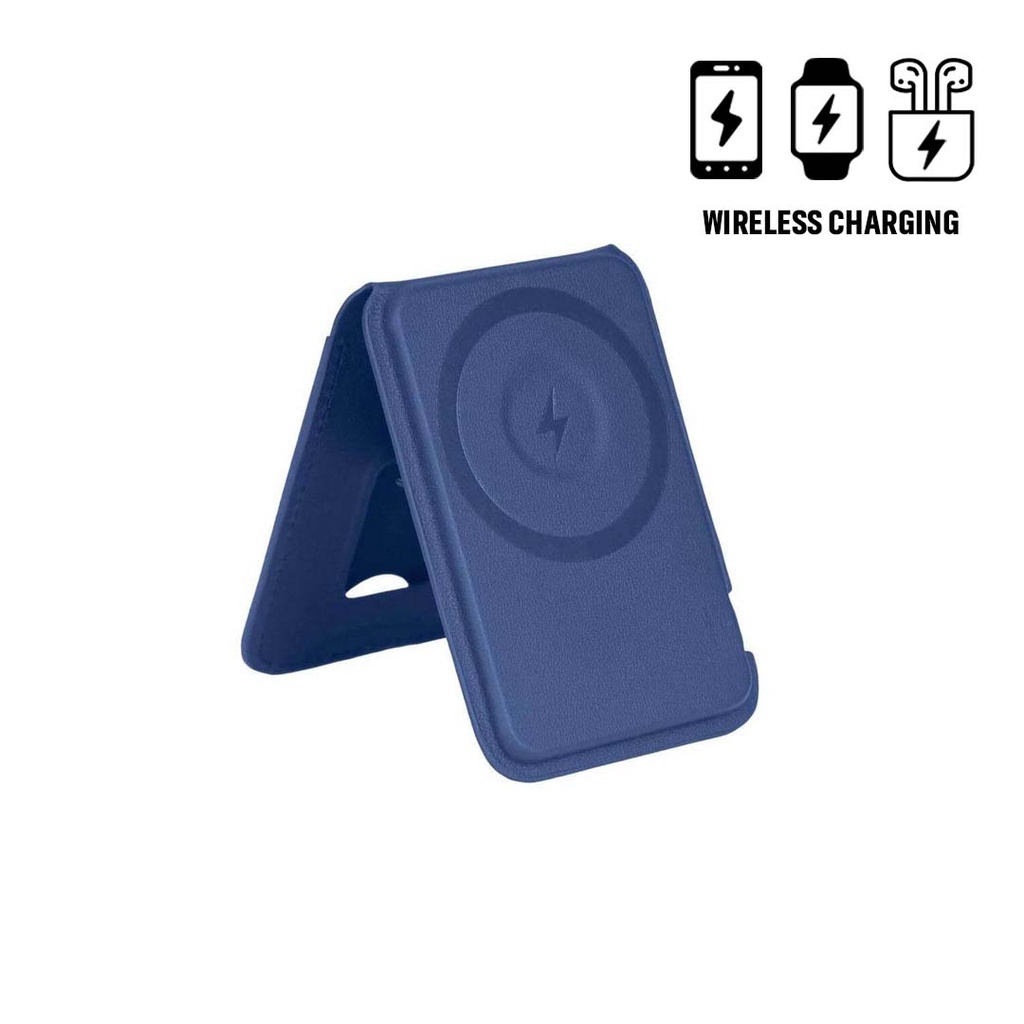 MAG3 - Giftology 3-in-1 Magnetic Wireless Charger Card Holder - Navy - Mobile & Phone Accessories - Eco-Friendly Corporate Gifts Dubai