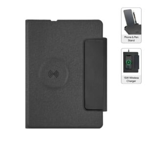 MagFolio - Santhome A5 PU Portfolio with 15W MagSafe Wireless Charger - Black - Chargers & Notebooks, Pads & Folders - Eco-Friendly Corporate Gifts Dubai