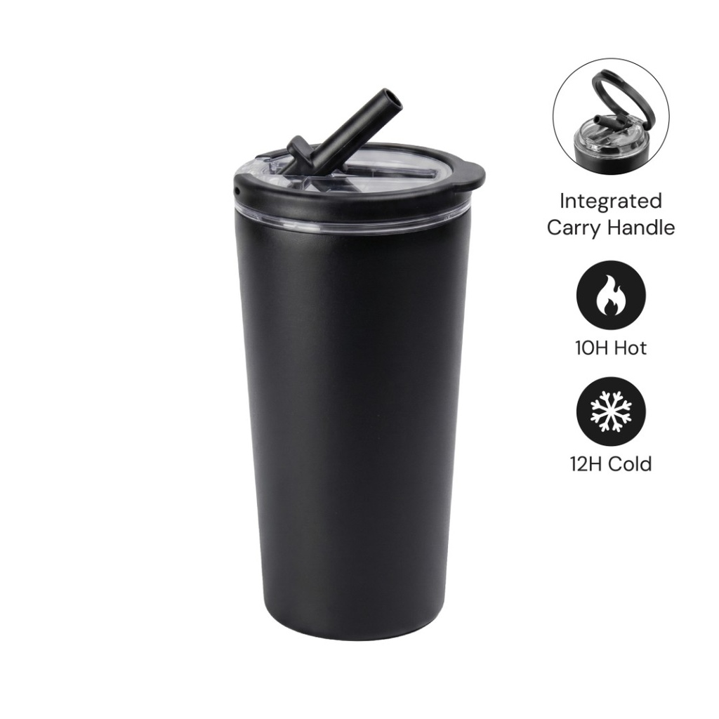 MARBELLA - Hans Larsen Double Wall Tumbler with Sip Lid 600 ml - Black - Mugs & Cups - Eco-Friendly Corporate Gifts Dubai