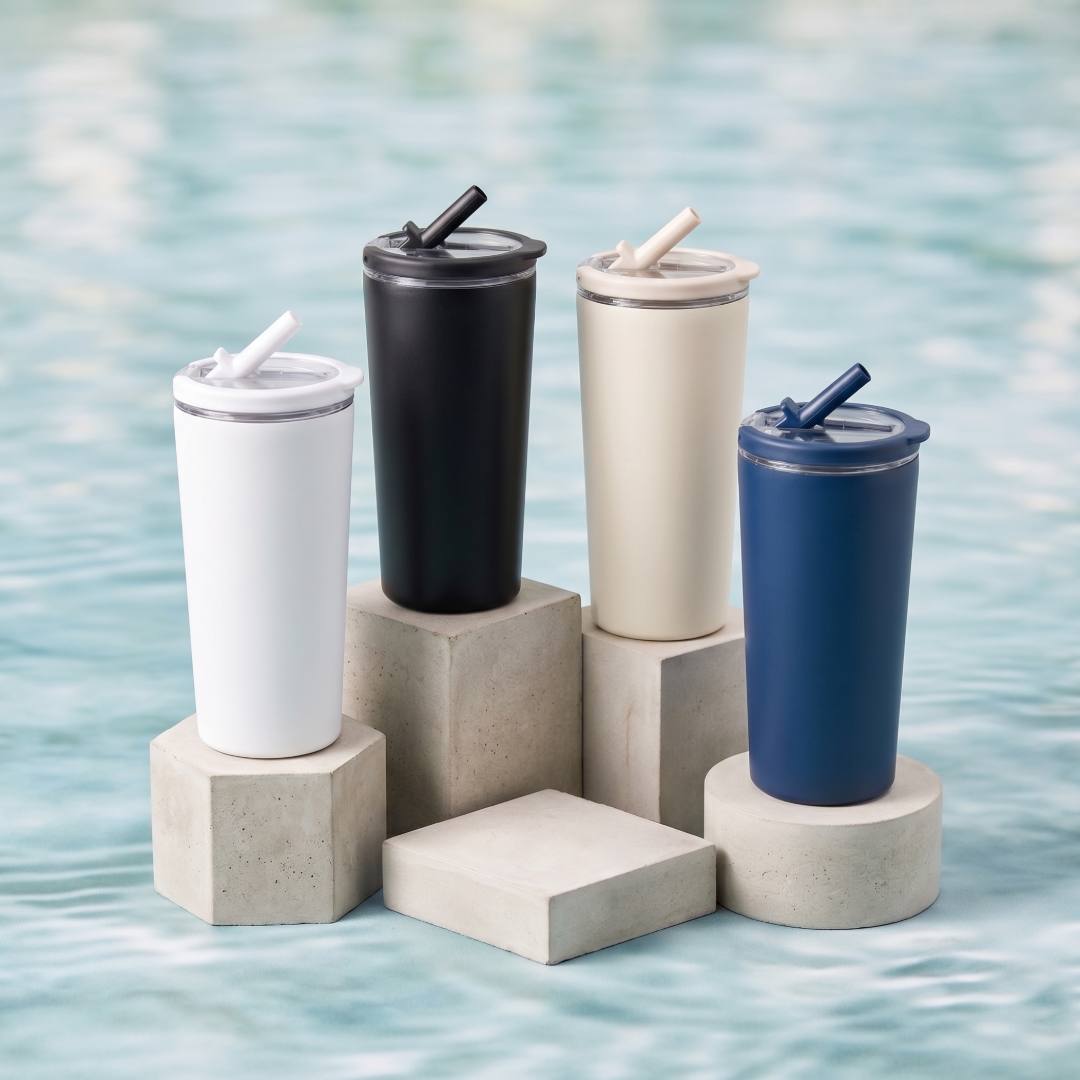 MARBELLA - Hans Larsen Double Wall Tumbler with Sip Lid 600 ml - Black - Mugs & Cups - Eco-Friendly Corporate Gifts Dubai
