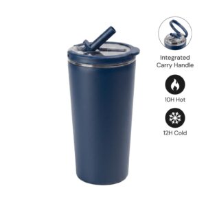MARBELLA - Hans Larsen Double Wall Tumbler with Sip Lid 600 ml - Navy Blue - Mugs & Cups - Eco-Friendly Corporate Gifts Dubai