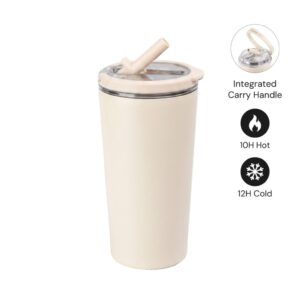 MARBELLA - Hans Larsen Double Wall Tumbler with Sip Lid 600 ml - Sand - Mugs & Cups - Eco-Friendly Corporate Gifts Dubai