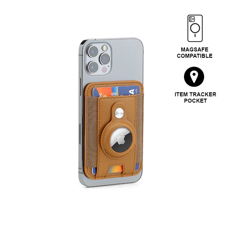 MARZ - Santhome® Magnetic Phone Cardholder with Santhome Tag Pocket - Tan - Mobile & Phone Accessories & Card Holders & Wallets - Eco-Friendly Corporate Gifts Dubai