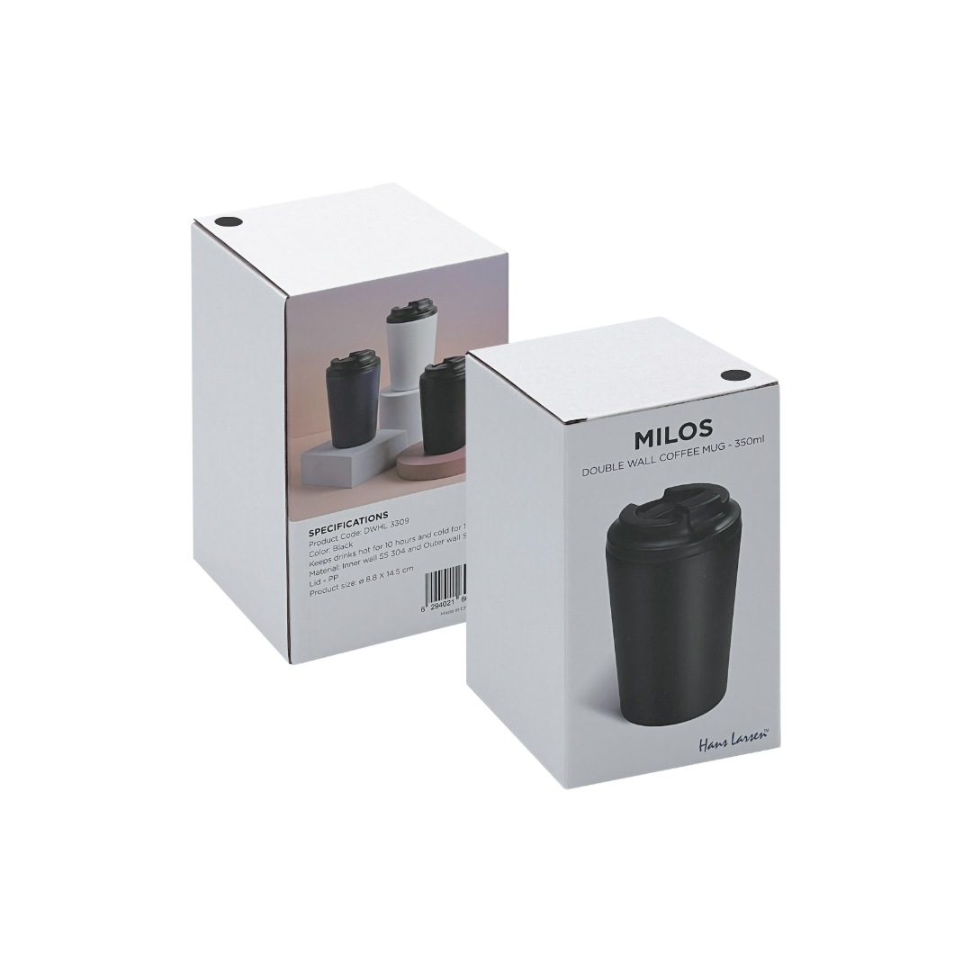 MILOS - Hans Larsen Double Wall Coffee Mug 350 ml - Black - Mugs & Cups - Eco-Friendly Corporate Gifts Dubai